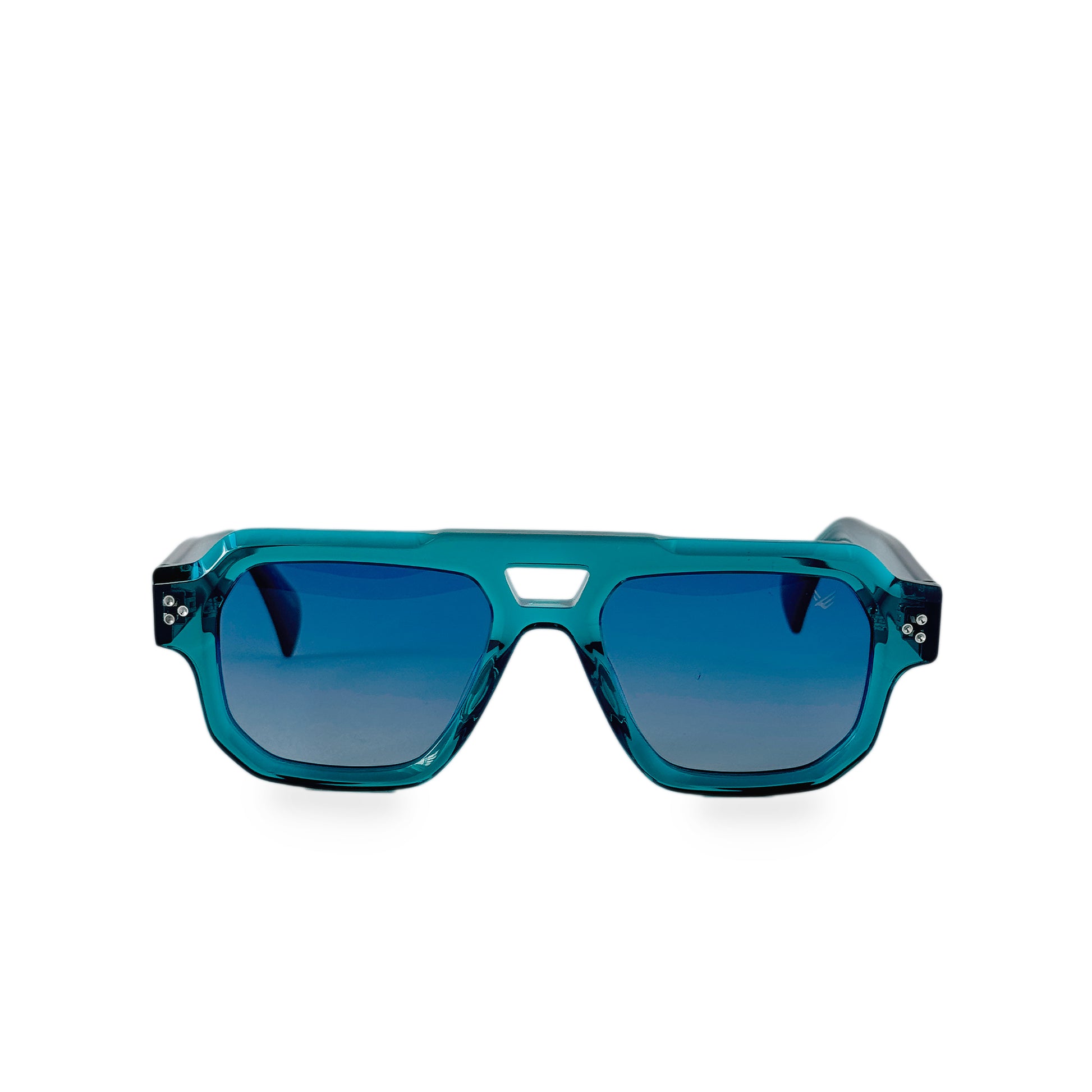 Occhiali da sole TAORMINA azzurro trasparente in acetato colorato con lenti UV400 certificato